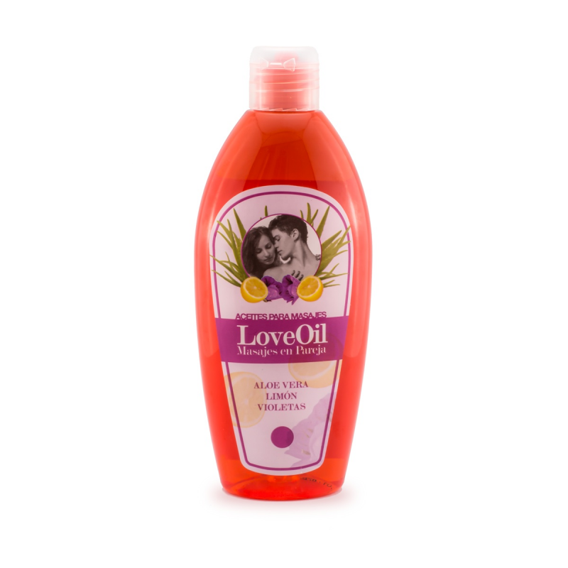 ACEITE PARA MASAJES LOVE OIL (ALOE, LIMÓN Y VIOLETAS) (250 ml)